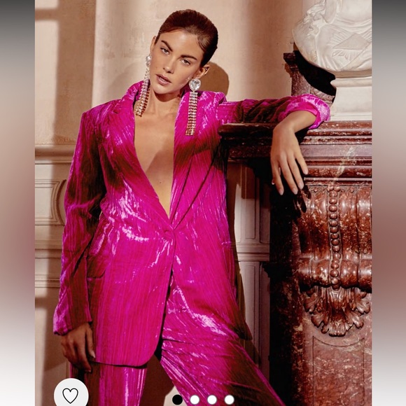 Nasty Gal Crushed Velvet Oversized Blazer + High Waisted Wide Leg Pants NWT - Picture 3 of 7